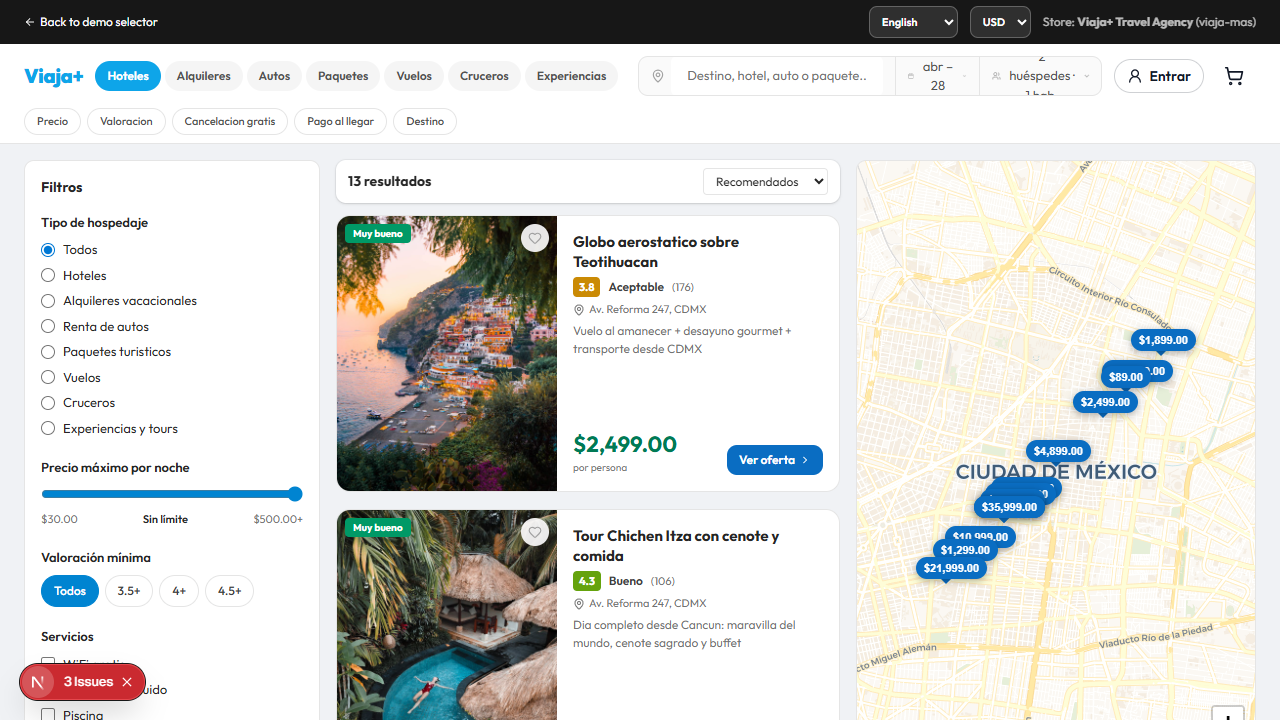 Demo de Viaja+ Travel Agency